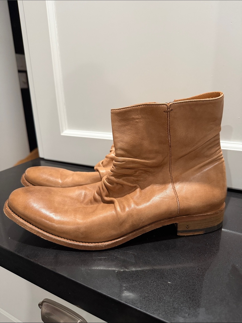 John Varvatos Chestnut Leather Men's Ankle Boots